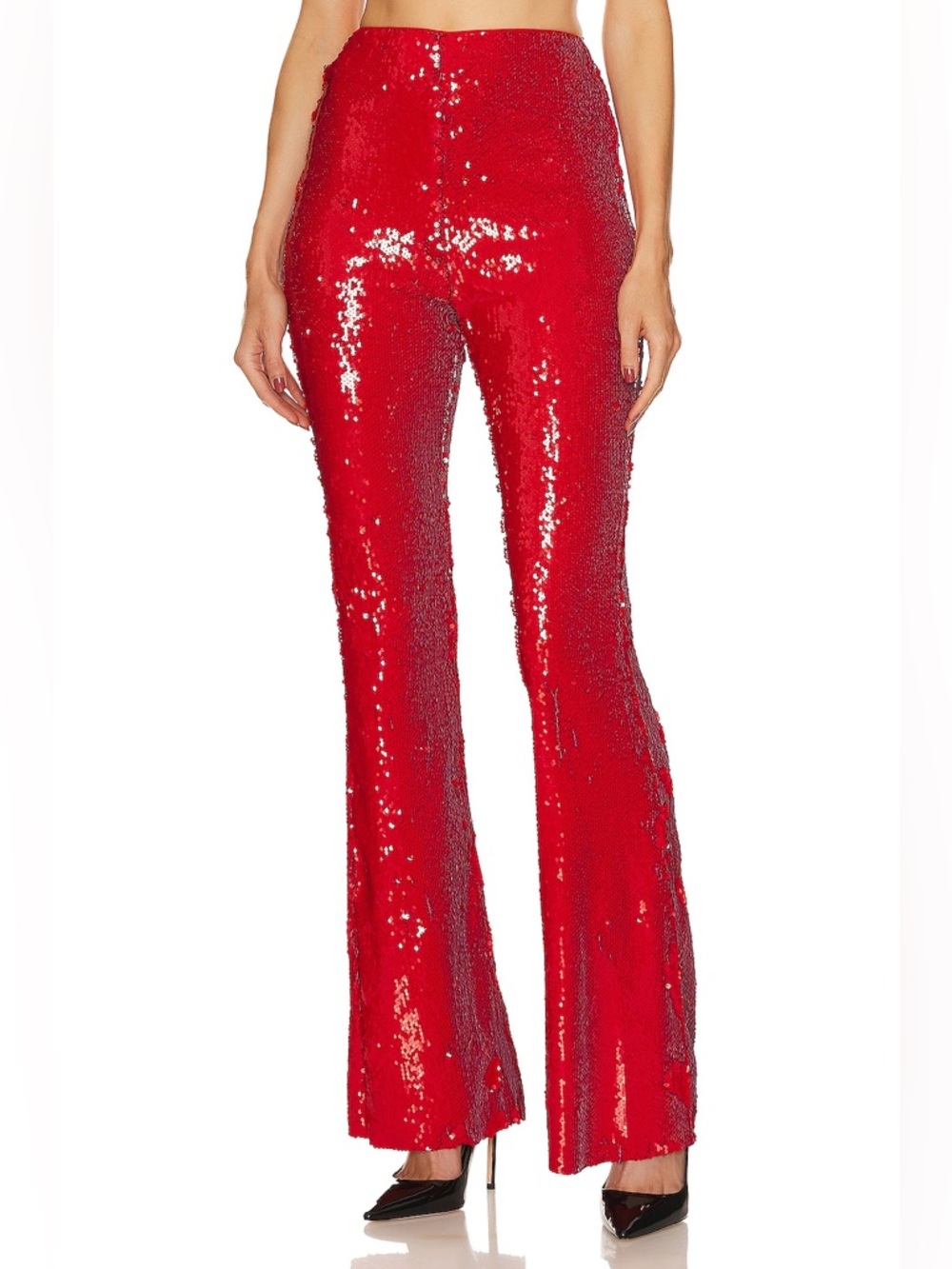 Michael Costello Red Sequin Statement Pants